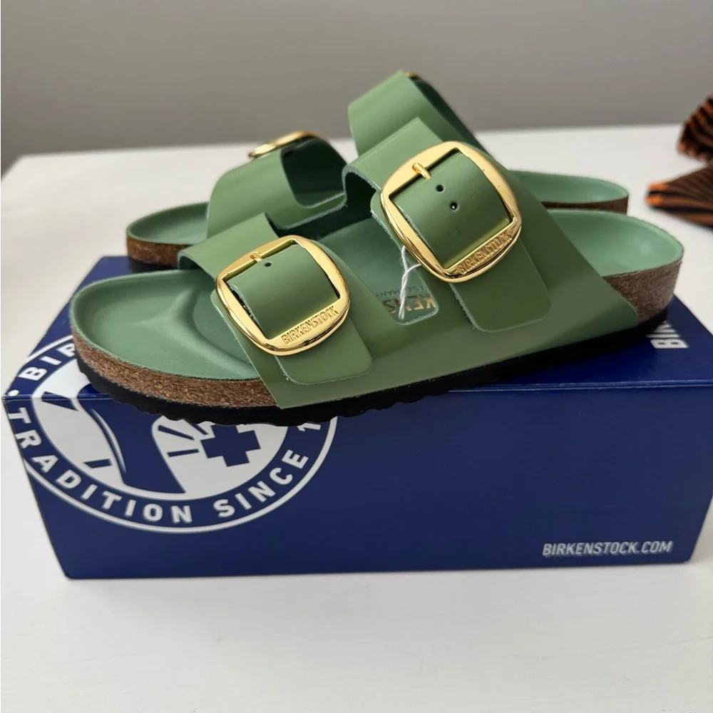 Birkenstock GreenSandals with Gold Accents - Picture 1 of 7